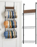 FANGSUN 3-Tier Over the Door Hat Rack with 30 Movable Hooks – Wall Mounted Hat Organizer for Baseball Cap Storage, Cap Holder