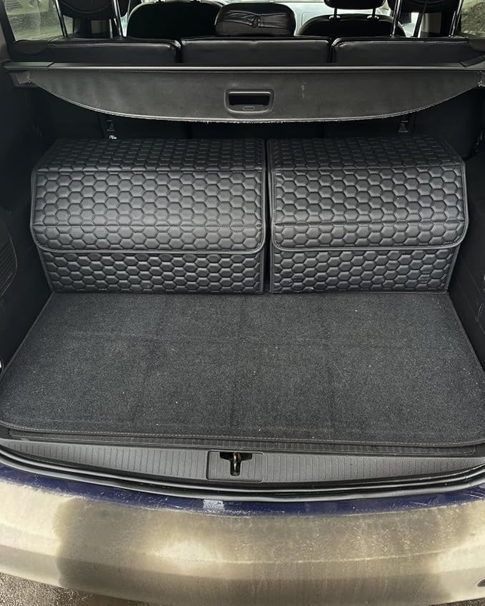 Owleys Car Storage Organizer Bundle - Two Foldable Crates For Groceries, Gear & Trips - Durable SUV And Truck Storage Set -
