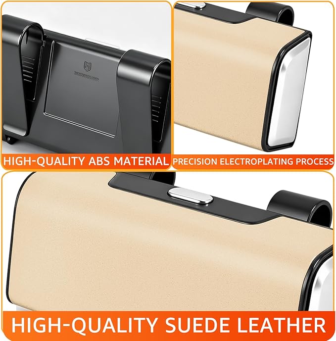 Car Sunglasses Holder for Sun Visor, Button Leather Eyeglass Hanger and Interior Storage Box