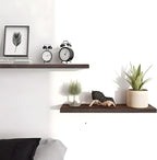 PHPH 24 Inch Wood Floating Shelves for Wall, Wooden Wall Shelves for Bedroom, Set of 4 Brown
