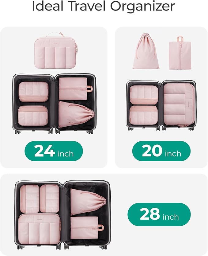BAGSMART Compression Packing Cubes for Travel, 6/5/4set Lightweight Packing Organizers, Summer Travel Essentials Suitcase Org