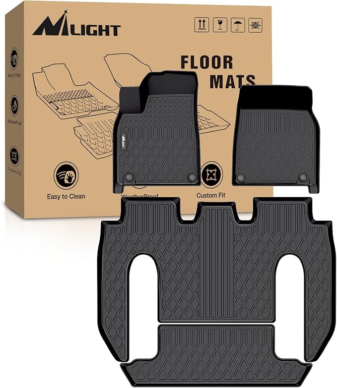Nilight TPE Floor Mats for Tesla Model X 6 Seater 2022 2023 2024 2025 2026 All Weather Custom Fit Heavy Duty Floor Liners