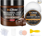 Medium Brown Leather Recoloring Balm with 100ml Mink Oil,Leather Couch Scratch Remover,Leather Repair kit for Vinyl Furniture