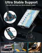woleyi Cup Holder Car Tablet Mount, iPad Mount Holder for Car/Truck, 360° Rotation Adjustable Universal Tablet Stand Cradle Compatible with iPad Pro Air Mini, Galaxy Tab, Z Fold, iPhone, 4-13" Devices