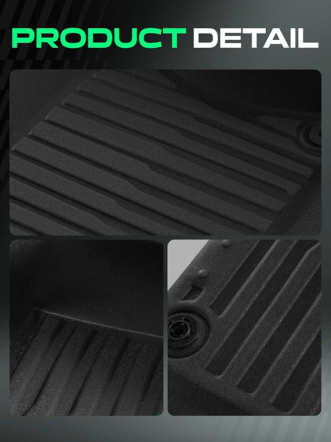 YHTAUTO Floor Mats Compatible with 2014-2017 Infiniti Q50, TPE Floor Liners All-Weather Protection Custom Fit, 1st & 2nd Row, Set of 3 Black