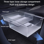 2PC Center Console Organizer Tray for Tesla Model Y Juniper 2025 2026 Flocked Armrest Drawer Storage Box Interior Accessories