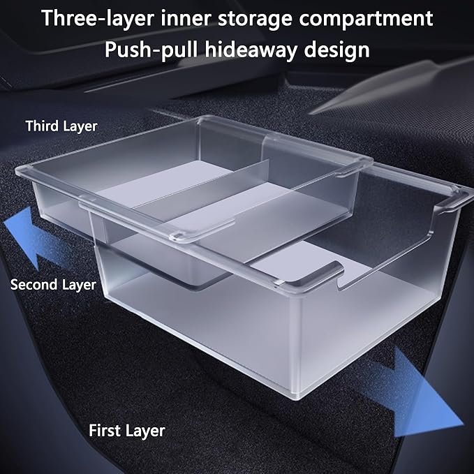 2PC Center Console Organizer Tray for Tesla Model Y Juniper 2025 2026 Flocked Armrest Drawer Storage Box Interior Accessories