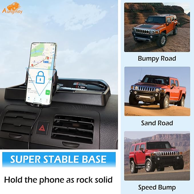 Aunginsy Center Console Dash Storage Tray with Mobile Phone Holder Compatible with Hummer H3 2005-2009, Car Dashboard Multi-Functional Phone Mount Storage Box Dash Organizer Tray Insert Accessories