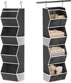 Hanging Closet Organizer 4 Shelf Collapsible Bedroom Closet Organizers and Storage Hanging with Mesh Pocket for Clothes, Clos