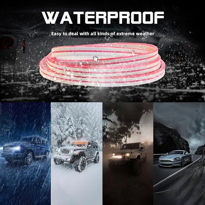 Car LED Strip Light For Trunk, 158Inch IP67 Silicone Waterproof Neon Light Strip Embedded, Flexible Cutting Universal Auto Interior Lights(Pink)