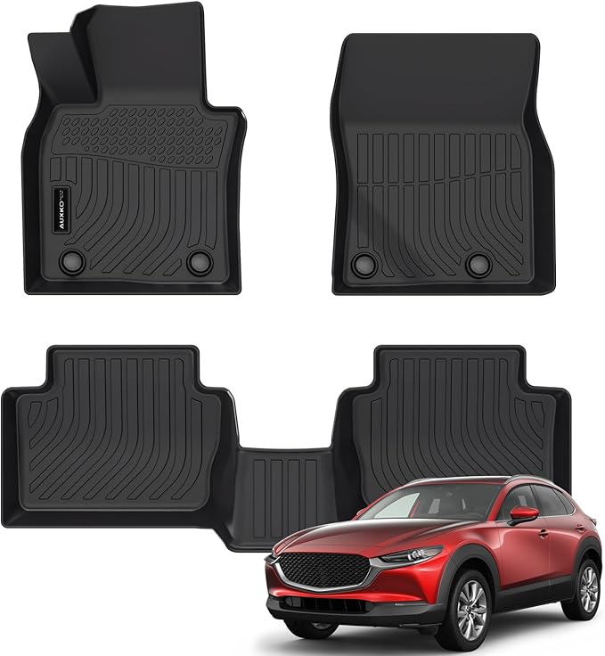Auxko All Weather Floor Mats Fit for Mazda CX-30 2026-2020 TPE Liners Accessories All Season Guard Odorless Anti-Slip Floor Mats for Mazda CX-30 Black
