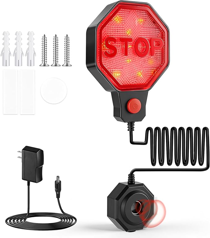 Lawnldyll Garage Parking Sensor Aid, Garage Stopper for Parking Car, Adjustable Car Stop Assistant with Red/Yellow/Green LED 