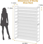 Large Shoe Rack 10 Tier Shoe Organizer, Heavy Duty Metal 5-Tier Stackable Shoe Storage Vertical Shoe Rack for Closet Front Do