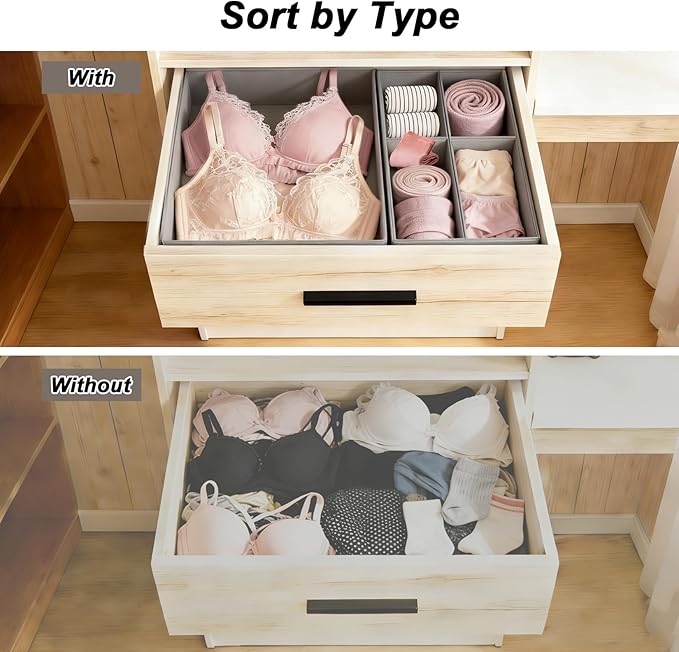 Garvee Drawer Organizer Clothes, Set of 18 Dresser Organizer Bins for Baby Clothes, Underwear, Bra & Sock, Foldable Fabric Cl