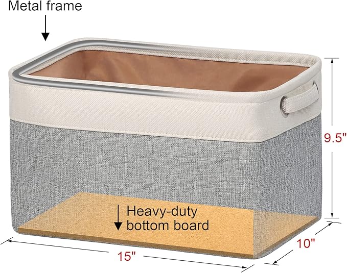 Kntiwiwo Foldable Storage Bin Collapsible Fabric Storage Basket Cube with Durable Handles Closet Organizer Bins for Organizin
