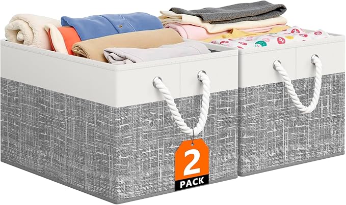 StorageTastic Storage Bin,Collapsible Storage Basket For Organizing,Large Storage Boxes With Rope Handles,Storage Containers,