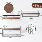 Bathroom Floating Shelves Wall Mounted - 3+1 Tier Rustic Wooden Bathroom Wall Shelves Over Toilet with Wire Storage Basket&To