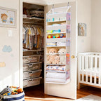 5 Tiers Over the Door Organizer with 10 Mesh Side Pockets, 44 lbs Weight Capacity Closet Hanging Storage Organizer with Large