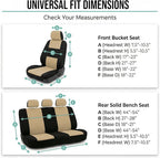 FH Group Flat Cloth Full Set Car Seat Covers Three Row 7 Seater - Universal Fit for Cars, Trucks & SUVs Beige