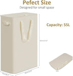 efluky Slim Laundry Basket with Lid, Narrow Laundry Hamper with Handles, Collapsible Dirty Clothes Hamper, Tall Laundry Bin f
