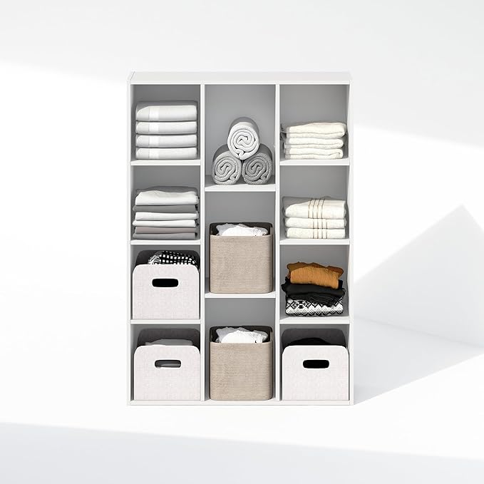 Furinno Reed Closet Organizers and Storage, 11-Cube Closet Organizer, Open Shelf Closet Storage, for Wardrobe, Bedroom, Livin