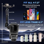 YUHENG Upgraded Cup Holder Phone Mount for Car - Permanent Screw-Fixed Base (No Wobble), Offset Space-Saving Design,Universal