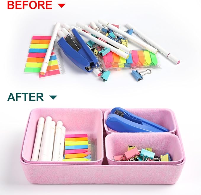 HNYYZL Desk Drawer Organizer,7 Pack Felt Drawer Organizer Shallow Drawer Organizers Felt Storage Bins,Desk organizer trays (P