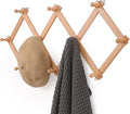 SCUNDA Wall Rack with 10 Hooks, Wooden Wall Expandable Coat Rack for Coat, Hats, Baseball Caps, Coffee Mug, Jewelry(Natural)