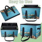 Reusable Grocery Bags Heavy Duty Shopping Bags Foldable Large Tote Bags with Long Handles & Hard Bottom