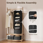 Pipishell 6-Shelf Hanging Closet Organizer with 2 Separable 3-Tier Shelves, 3 Drawers & Side Pockets Closet Organizers and St