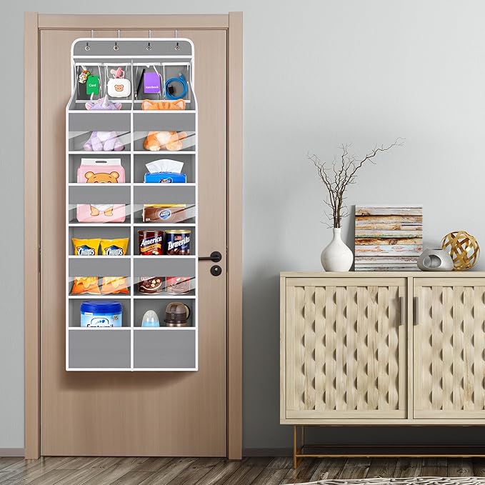 Univivi 5-Shelf Fabric Door Organizer Over Door Hanging Organizer with 8 Deep Pockets and 4 Small PVC Pockets Hanging Storage