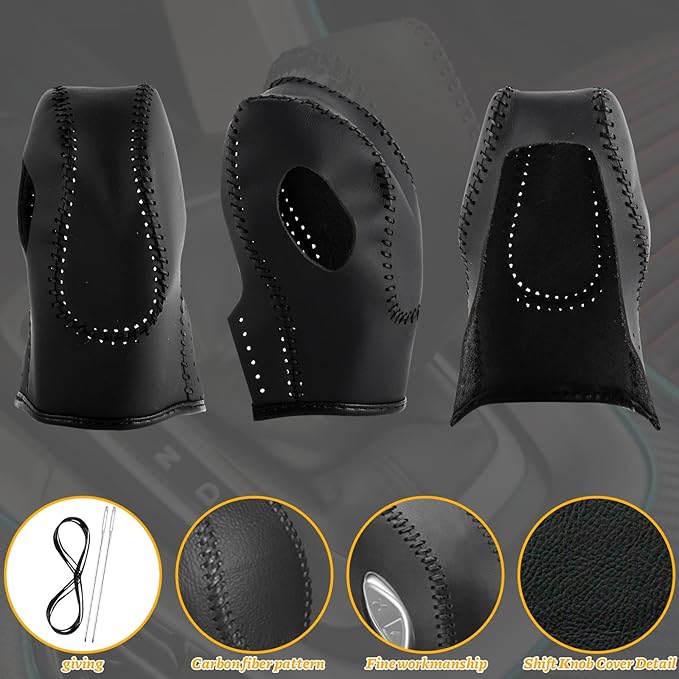Car Gear Shift Cover Leather for Ford Fusion/Escape/Edge/Focus/Fiesta/Transit/EcoSport/C-Max Automatic Gear Shift Knob Cover 