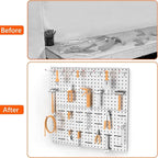 TORACK Metal Pegboard Wall Tool Organizer 24" x 24" or 12" x 48", 70 PCS Tools Storage Pegboard for Garage Peg Board Tool Org