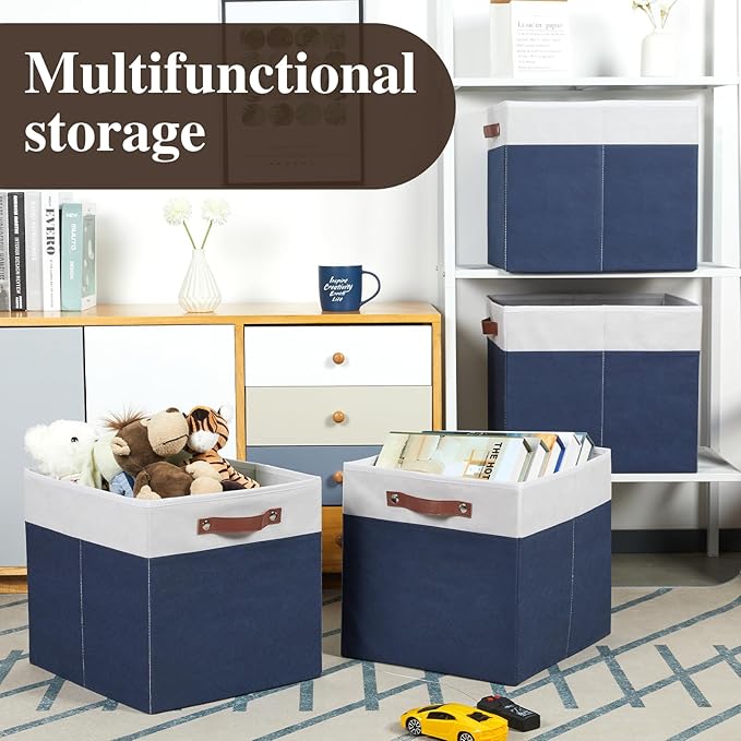 Temary Cube Storage Bins 4Pack Foldable Cube Baskets for Clothes Shelf Storage Basket with Handles, Storage Box Fabric Storag