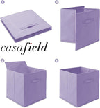 Casafield Set of 6 Collapsible Fabric Cube Storage Bins, Lavender - 13" Foldable Cloth Baskets for Shelves, Cubby Organizers 