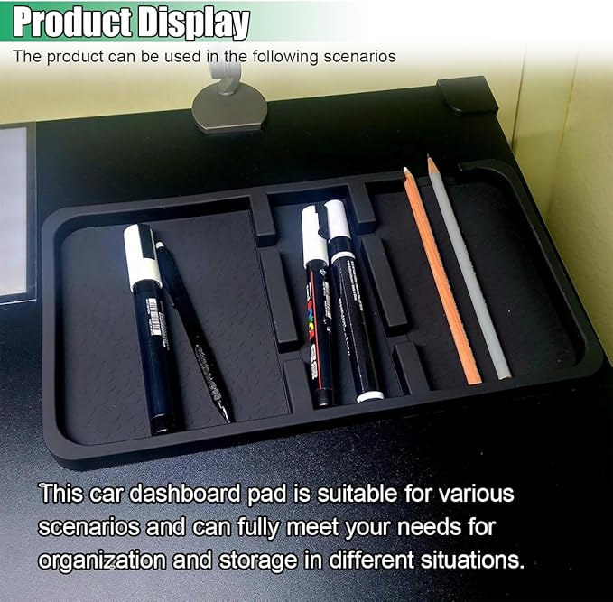 Large Dashboard Mat for Car - Rubber Anti-Slip Dash Pad Accessory Car Phone Holder Tray - Universal Auto Dashboard Organizer 