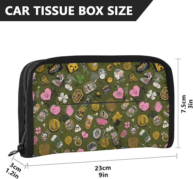 Car Tissue Holder Car Visor Organizer Tissue Box Holder for Car Sun Visor Organizer with Car Vehicle Accessories Essentials Interior for Women Men Darkmuted Hearts Clovers St.Patrick