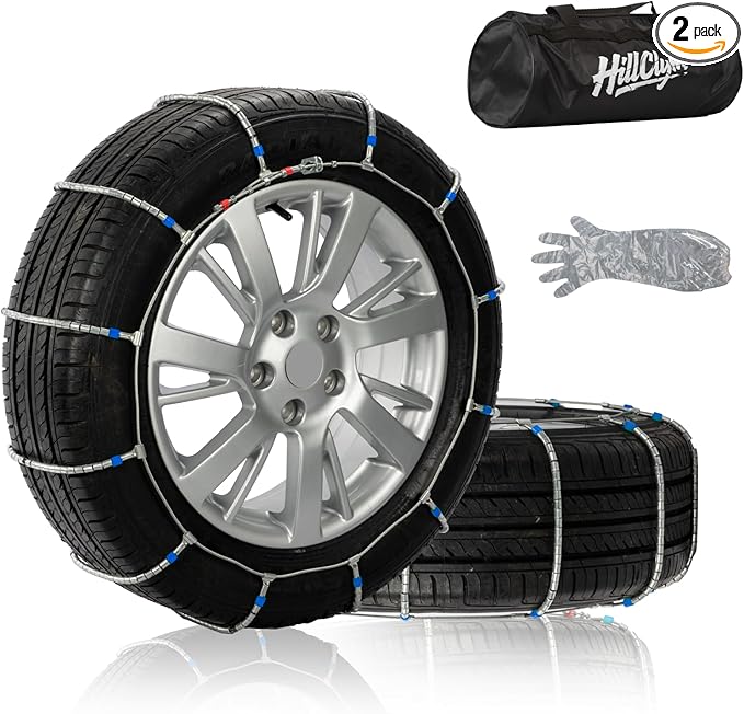 Snow Chains for Car Tires, Tire Chains for Passenger Cars, Sedan, SUVs, Quick Fit & Easy Installation, Portable Reusable Emer