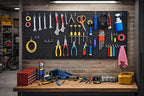 Peg Board Wall Organizer, Black Metal Pegboard Organizer, 2 Metal Pegboard Panels(12"x24") with 68 Accessories, Wall Mount La