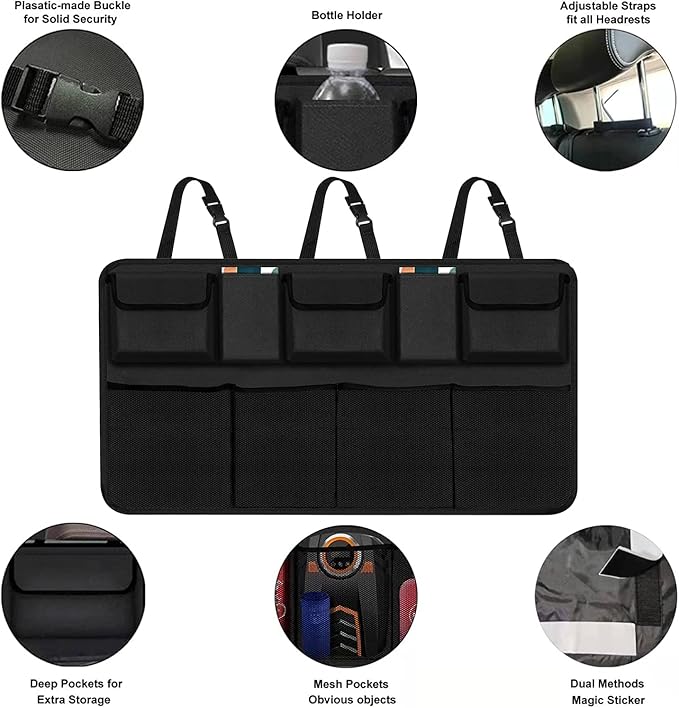 Car Trunk Organizer, Backseat Hanging Organizer with 9 Large Storage Bag Super Capacity -Trunk Organizer for SUV,Truck,Van