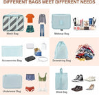 8 Set Compression Packing Cubes for Travel Essentials,Suitcase Organizer Bags, Carry-On Luggage Accessories with Laundry & To
