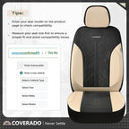 Coverado Front Seat Covers, Beige Seat Covers 2 Seats, Leather Car Protectors 2-Pack, Auto Seat Covers Spill-Proof Design Uni