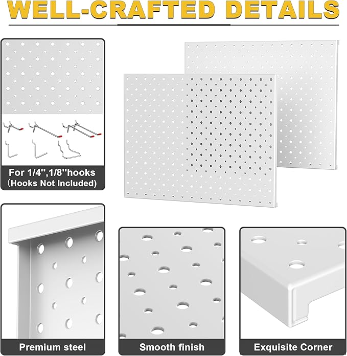 Ultrawall Metal Pegboard Panels, Pegboard Wall Organizer, Peg Boards for Wall, Garage Tool Storage Organization, 12"X16", 2pc
