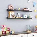 Picture Ledge Shelf for Wall, 36 inch Solid Pine Wood Nursery Book Shelves 2 Packs, Floating Ledge Shelves for Kids' Room Bed