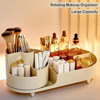 Rotating Makeup Organizer for Vanity with Brush Holder, Cosmetic Makeup Storage Organizer, Large Spinning Makeup Skincare Org
