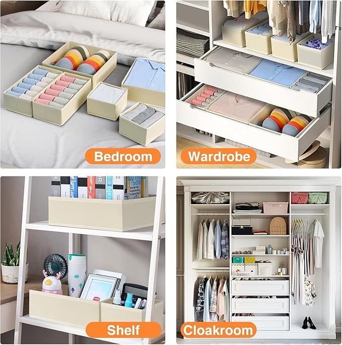 DIMJ Drawer Organizer Clothes 6 Pack - Foldable Baby Organizers and Storage & Dresser Organizer for Bedroom, Closet - Nursery