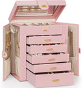 AKOZLIN 6-Tier Jewelry Box Organizer Functional 5 Drawers Leather Jewelry Storage Case for Women Girls Ring Necklace Earring 