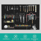 Pegboard, 4 PCS 16”×16” Large Heavy Duty Metal Pegboard Panels with Frame Black Peg Board Display Peg Boards for Walls, Displ