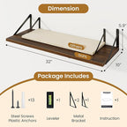 Floating Shelf for Wall,32" WX10 D Wood Floating Shelves with Sturdy Metal Bracket Set of 2,Wall Mounted Hanging Shelf for Ba