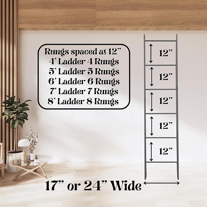 Decorative Blanket Ladder 4ft 5ft 6ft 7ft 8ft Rustic Farmhouse Wooden Quilt Ladder Rack avalible in Red, Blue and White